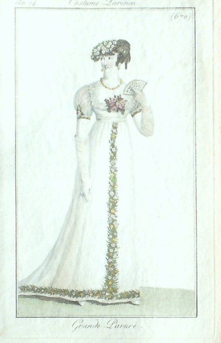 Gravure Mode Costume Parisien 1806 #   670 (eau forte old Fashion plate