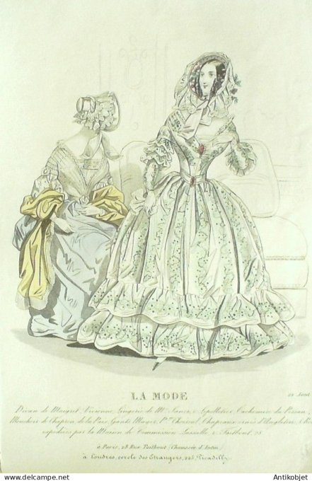 Gravure La mode 1840 # 33 (aquarelle old Fashion plate)