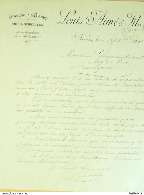 Lettre Ciale Louis Aimé fils (Vins spiritueux) 1892 Nîmes (30) 2