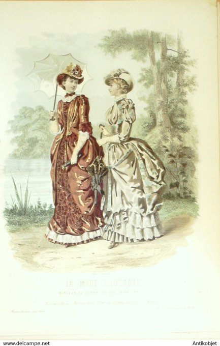 Gravure de mode La Mode illustrée 1883 n°12 (Maison Fladry-Coussinet)
