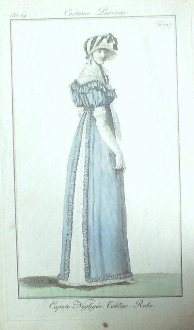 Gravure Mode Costume Parisien 1806 #   671 (eau forte old Fashion plate