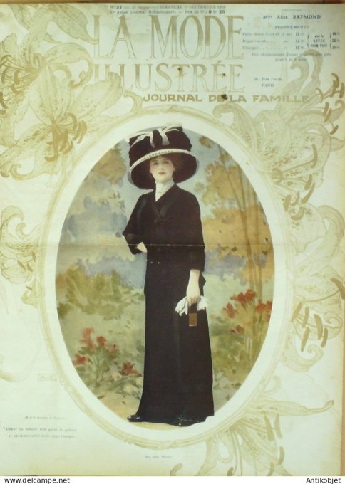 La Mode illustrée journal 1910 n° 37 Toilettes Costumes Passementerie