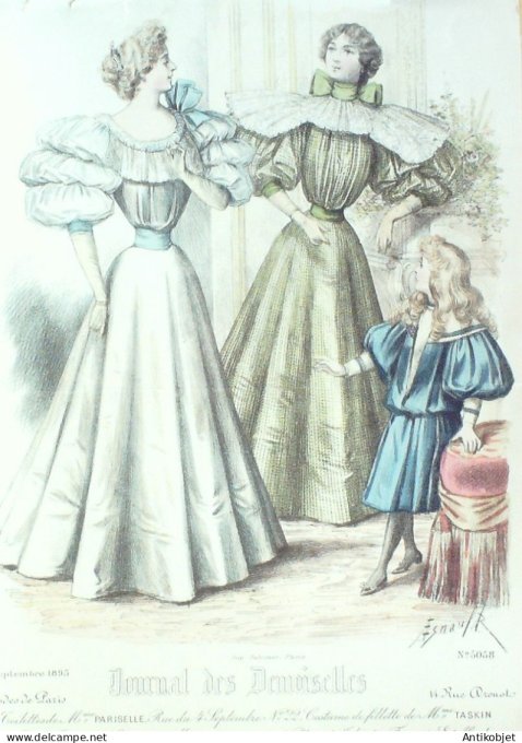 Gravure Mode J.Demoiselles 1895 # 5058 (Old Fashion plate)