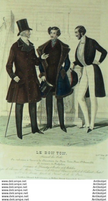 Gravure Mode Le Bon Ton 1839 # 402 (aquarelle old fashion plate)