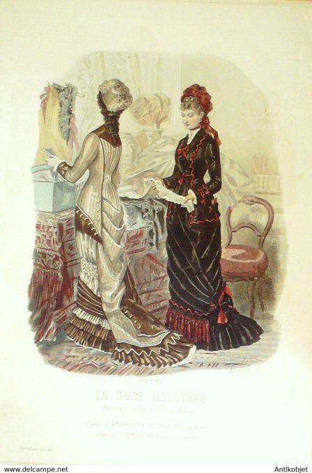 Gravure de mode La Mode illustrée 1878 n°46 (Maison Bréant-Castel)