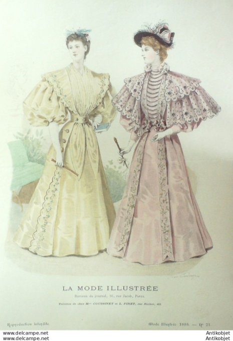 Gravure Mode illustree 1895 # 21 (Old Fashion plate) rare