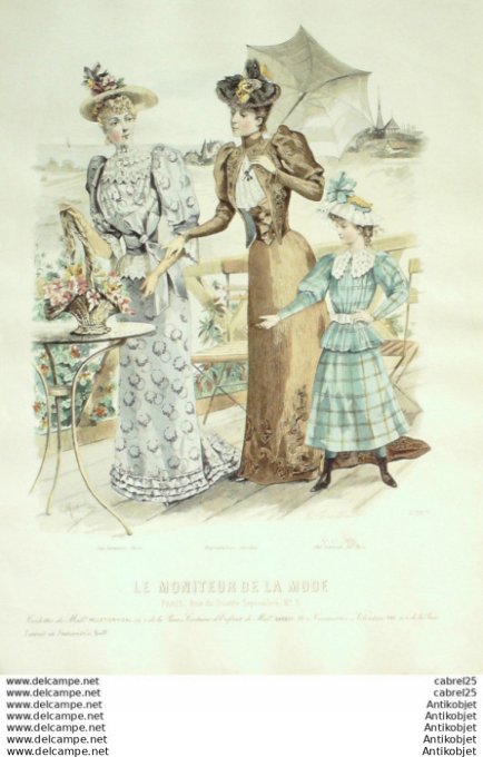 Gravure Mode Le Moniteur 1892 # 27 (Old Fashion plate)