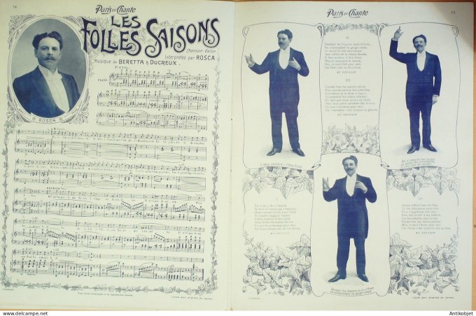 Paris qui chante 1903 n° 37 Dranem Mistinguette Albens RoscaTête à l'huile