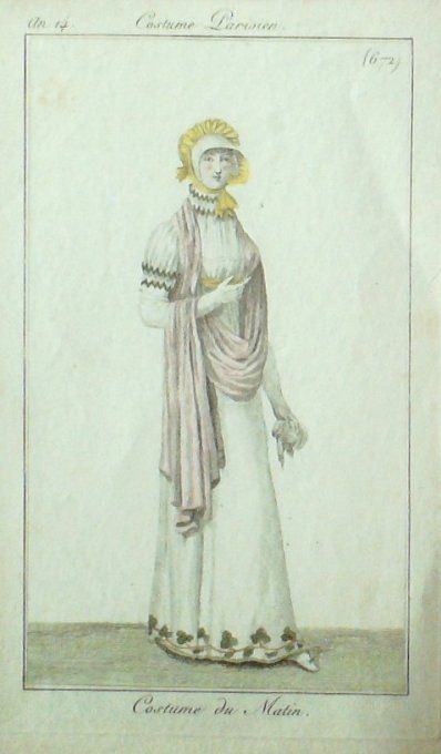 Gravure Mode Costume Parisien 1806 # 672 (eau forte old Fashion plate