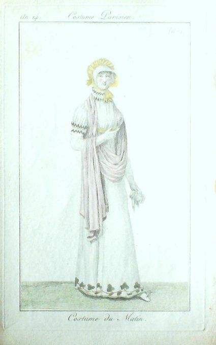 Gravure Mode Costume Parisien 1806 #   672 (eau forte old Fashion plate