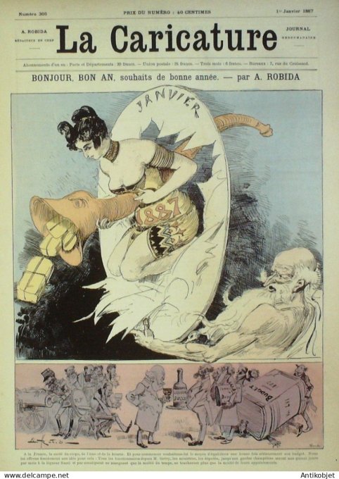 La Caricature 1887 #366 Nouvel an Robida Sorel Trock Job