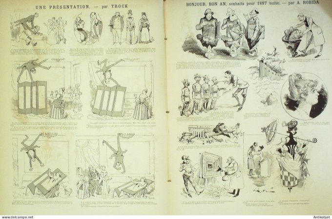 La Caricature 1887 #366 Nouvel an Robida Sorel Trock Job