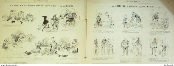 La Caricature 1887 #366 Nouvel an Robida Sorel Trock Job