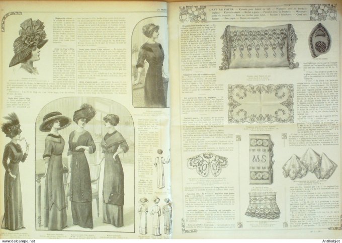 La Mode illustrée journal 1911 n° 02 Toilettes Costumes Passementerie