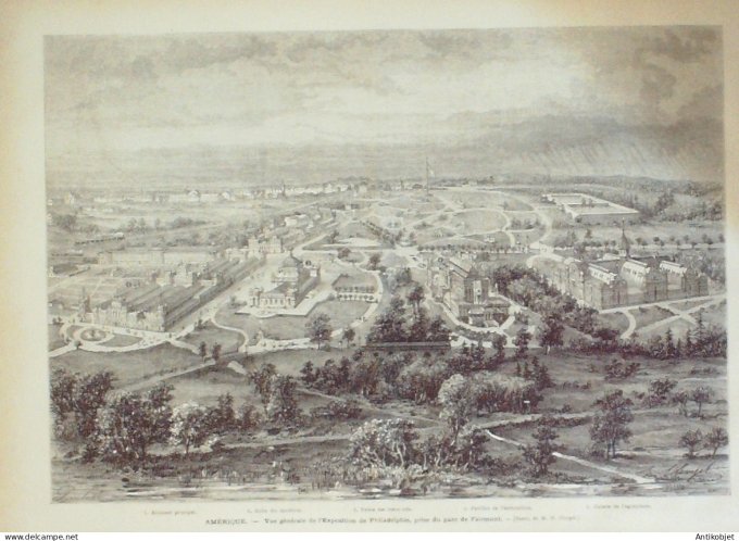 Le Monde illustré 1875 n°968 Etats-Unis Philadelphie Fairmont Boulogne-Sur-Mer (62)
