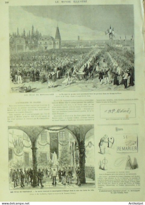 Le Monde illustré 1879 n°1174 Perpignan (66) François Arago Montbéliard (25)