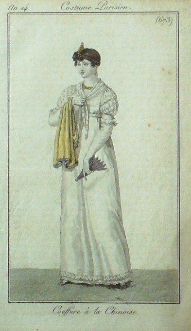 Gravure Mode Costume Parisien 1806 # 673 (eau forte old Fashion plate