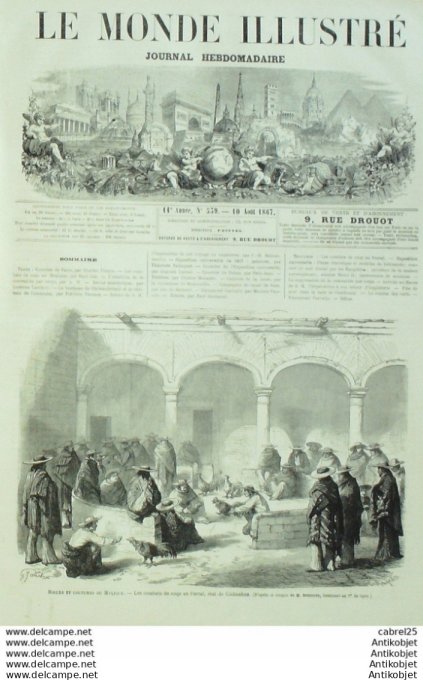 Le Monde illustré 1867 n°539 Mexique Chihuahua Le Havre Cherbourg Paris Expo Norvège