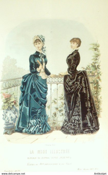 Gravure de mode La Mode illustrée 1883 n°13 (Maison Bréant-Castel)