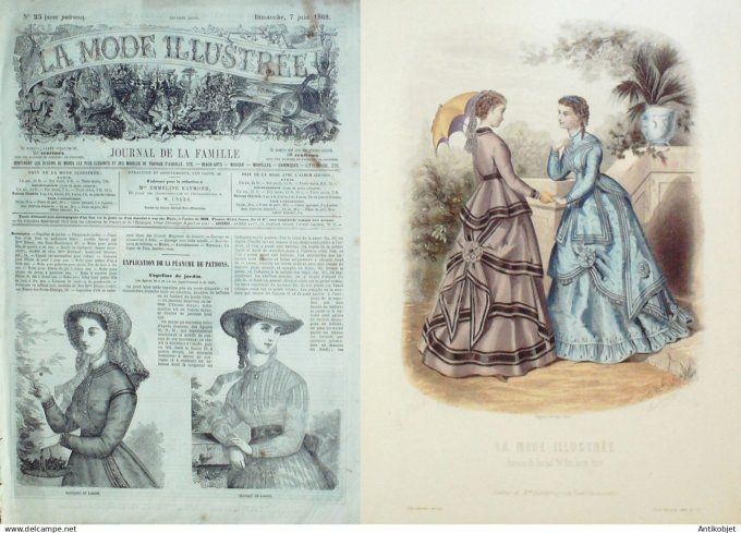 La Mode illustrée journal + gravure associée 1868 # 23