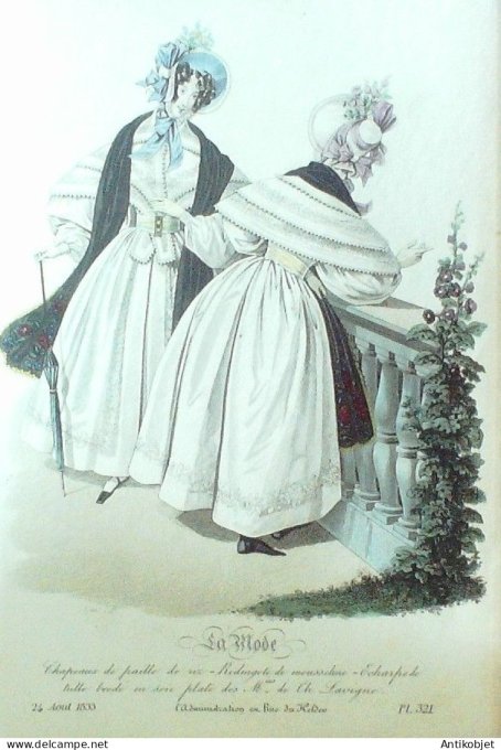 Gravure La mode 1833 # 321 (aquarelle old Fashion plate)