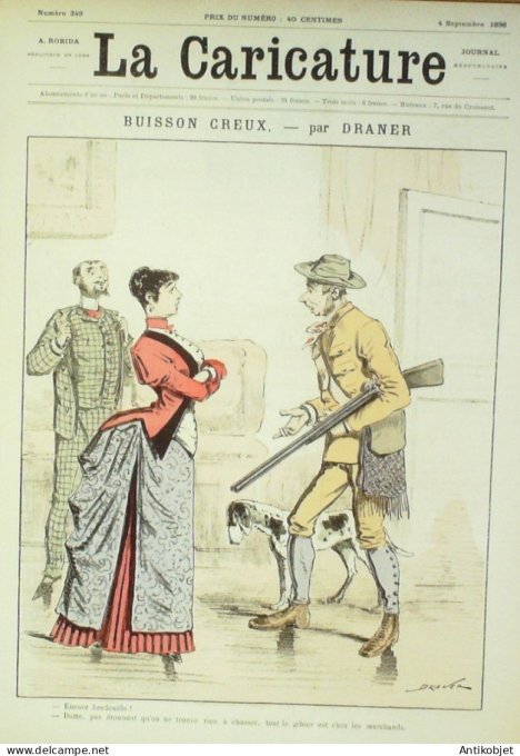 La Caricature 1886 #349 Buisson Draner Chiens de chasse Trock Singes Coll-Toc Sorel