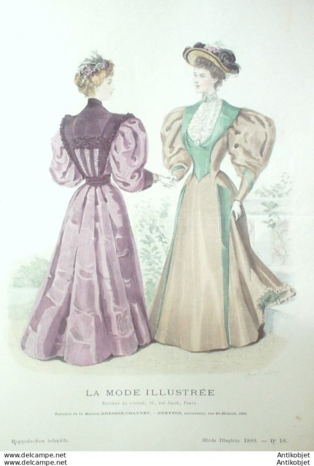 Gravure Mode illustree 1895 # 19 (Old Fashion plate) rare