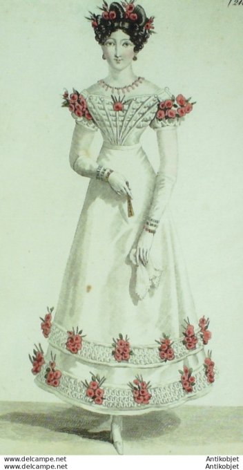 Costume Parisien 1822 # 2116 Robe de tulle ornée de bouillons