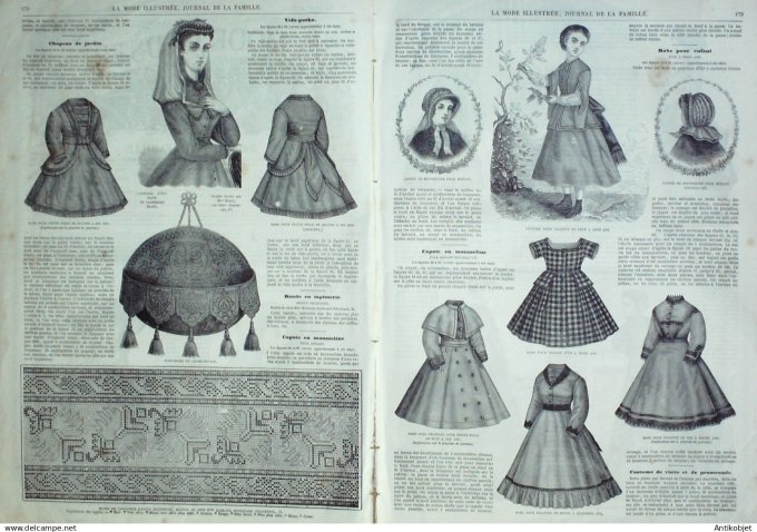 La Mode illustrée journal + gravure associée 1868 # 23