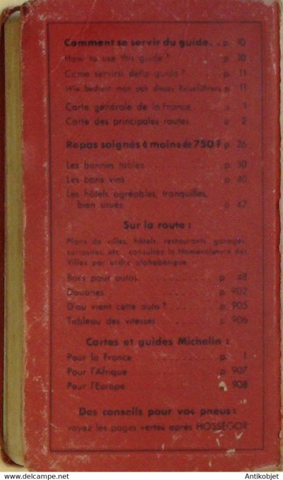 Guide rouge MICHELIN 1958 51ème édition France