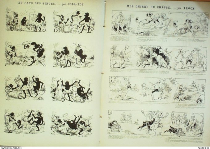 La Caricature 1886 #349 Buisson Draner Chiens de chasse Trock Singes Coll-Toc Sorel