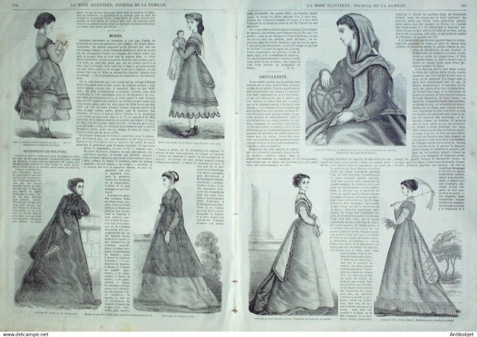 La Mode illustrée journal + gravure associée 1868 # 23