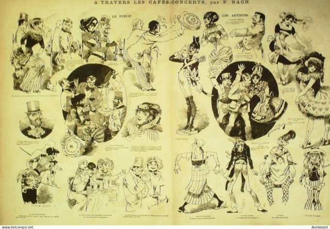 La Caricature 1881 #104 Les Cafés-Concerts Bach Morland Vaudeville Loys