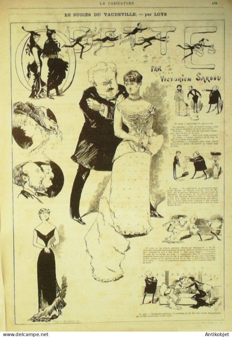 La Caricature 1881 #104 Les Cafés-Concerts Bach Morland Vaudeville Loys