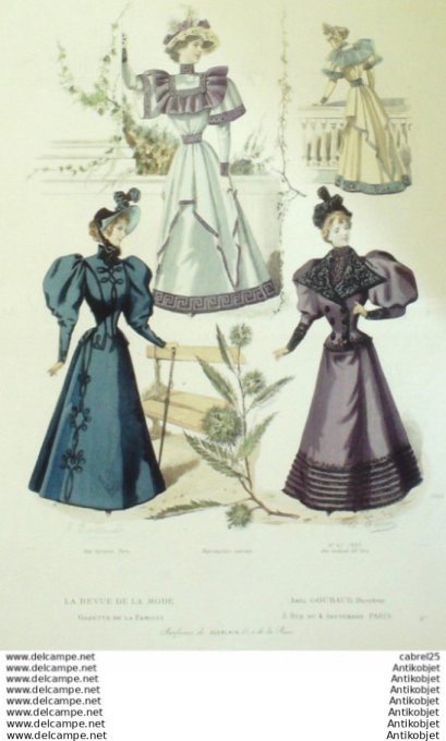 Gravure Mode La Gazette 1893 # 42 (Old Fashion plate)