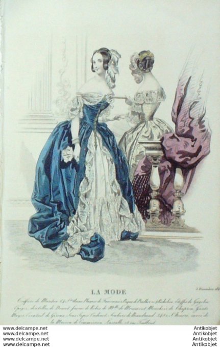Gravure La mode 1840 # 46 (aquarelle old Fashion plate)
