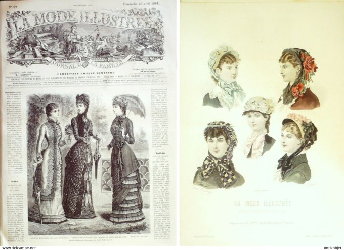 La Mode illustrée journal + gravure associée 1881 # 17