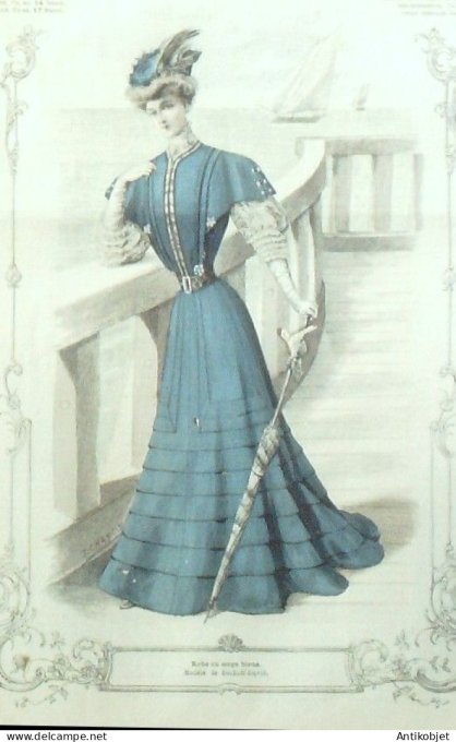 La Mode illustrée journal 1906 n° 27 Robe en Serge