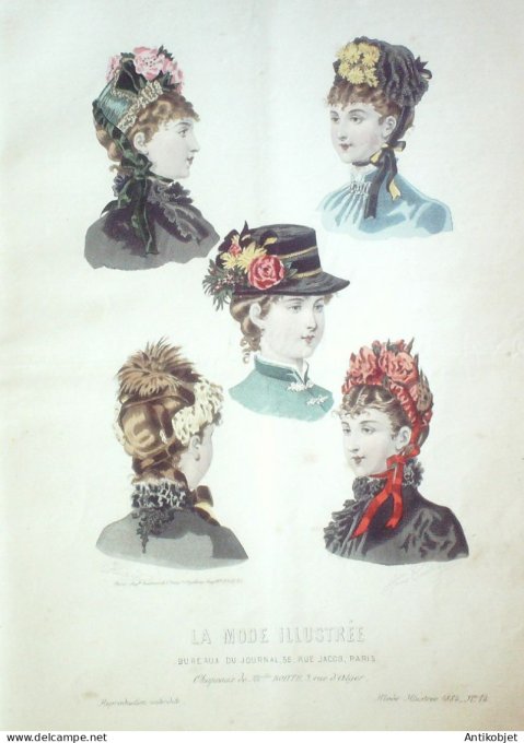 Gravure Mode illustree 1884 # 14 (Old Fashion plate)