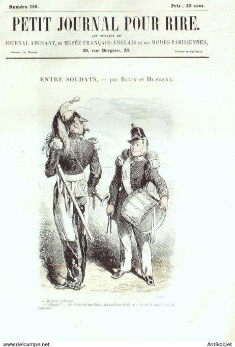 Petit journal pour Rire 1858 # 158 Entre soldats Belin  & Humbert