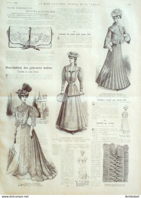 La Mode illustrée journal 1906 n° 27 Robe en Serge