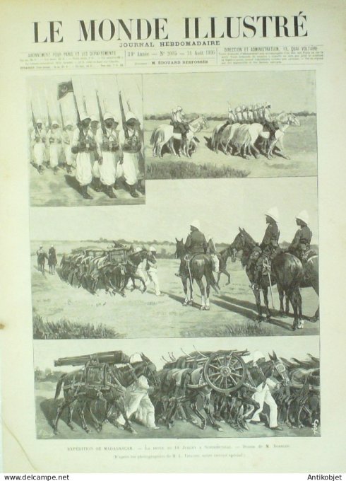 Le Monde illustré 1895 n°2005 Madagascar Suberbieville Marololo Hovas général Duchesne