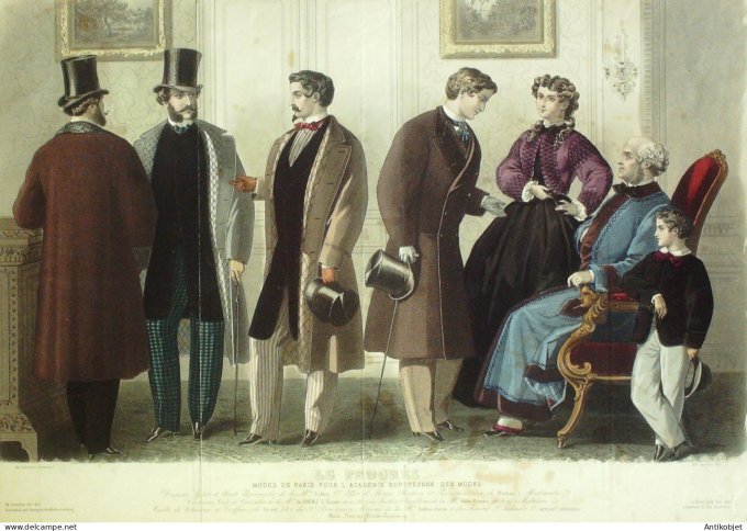 Gravure Mode Le Progres 1863- 2 (Old Fashion plate) Rare