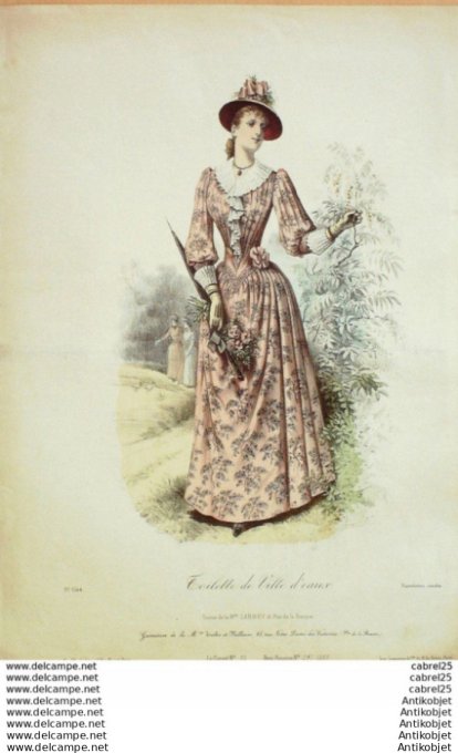 Gravure Mode Le Coquet 1889 # 25 (Old Fashion plate)