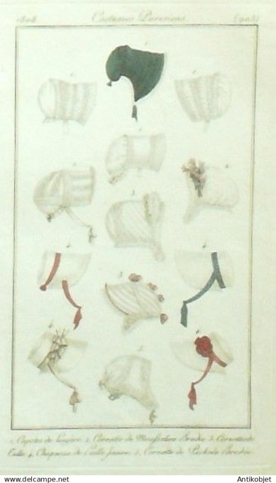 Costume Parisien 1808 # 903 (eau forte) Cornettes & capotes