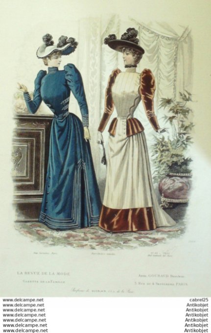 Gravure Mode La Gazette 1890 # 49 (Old Fashion plate)