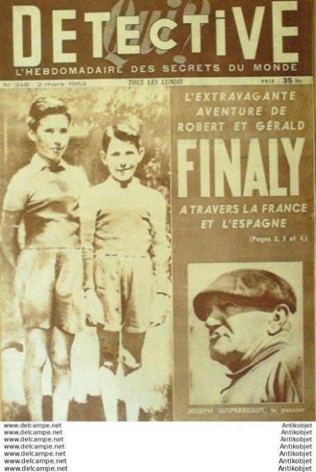 Détective 1953 # 348 Lorient Bayonne Dôle Dôle Marseille Avignon