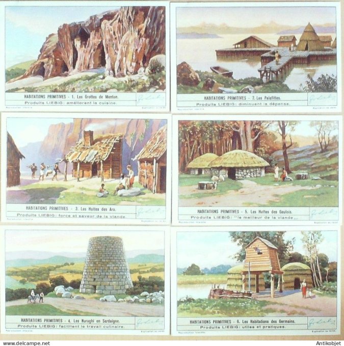 Chromo Liebig Sang 1412 Habitations primitives (1940)