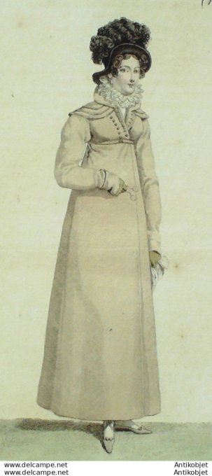 Gravure de mode Costume Parisien 1815 n°1527 Redingote de drap