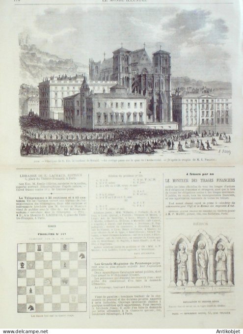 Le Monde illustré 1870 n°674 Italie Rome cloître de Chartreux San Donato Lyon (69) Cardinal Bonald